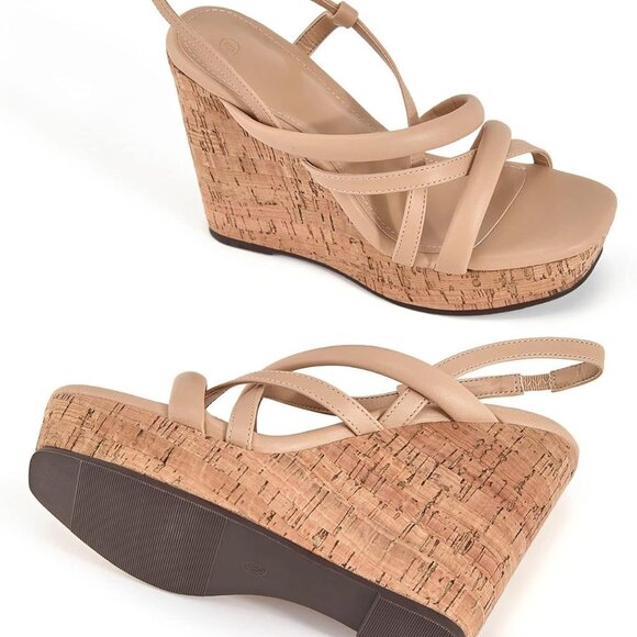 Women Cork Wedge Sandals Platform Espadrilles Summer Shoes Size 7 - Picture 4 of 6